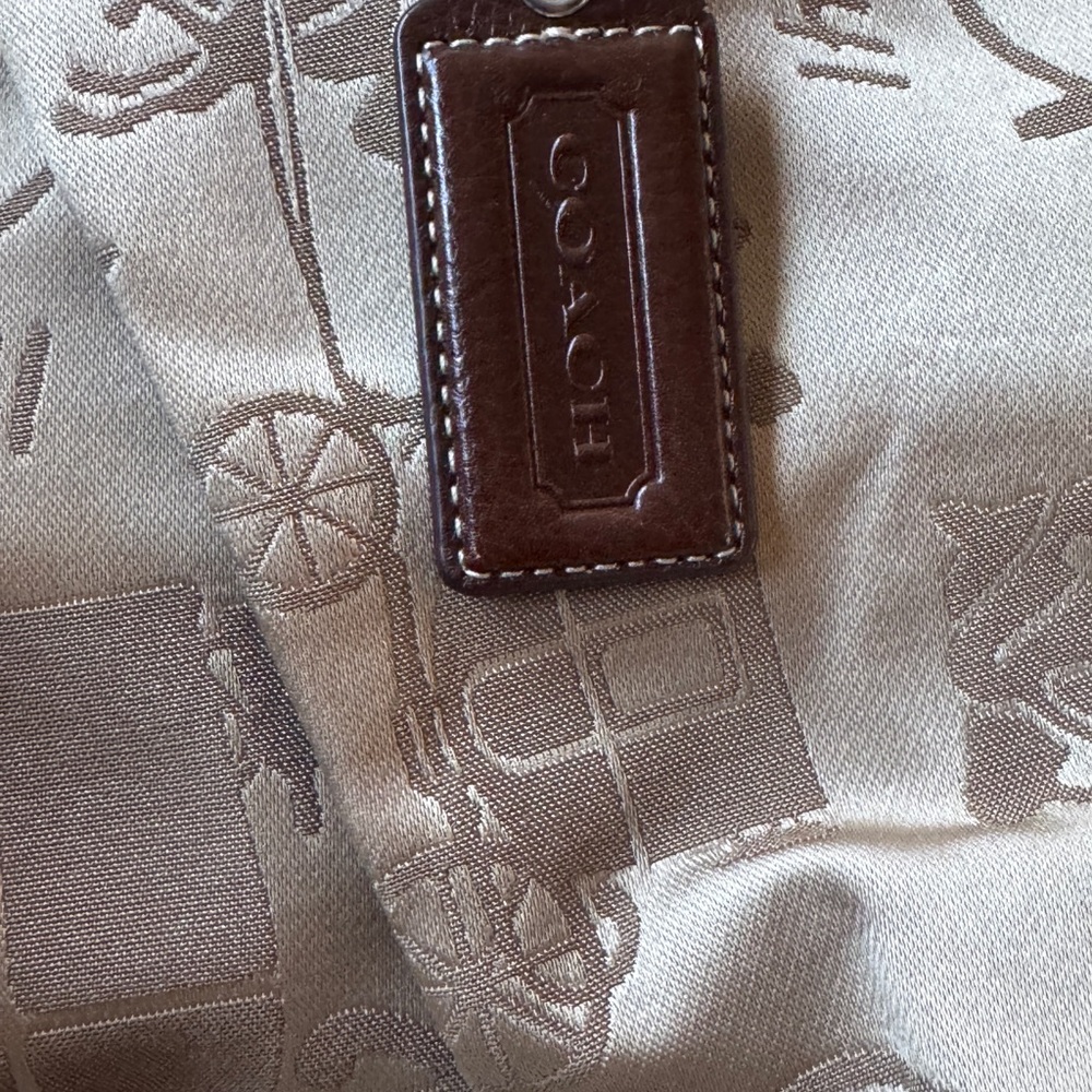 Coach Carriage Print Shoulder Bag in Brown and Tan - Picture 2 of 6